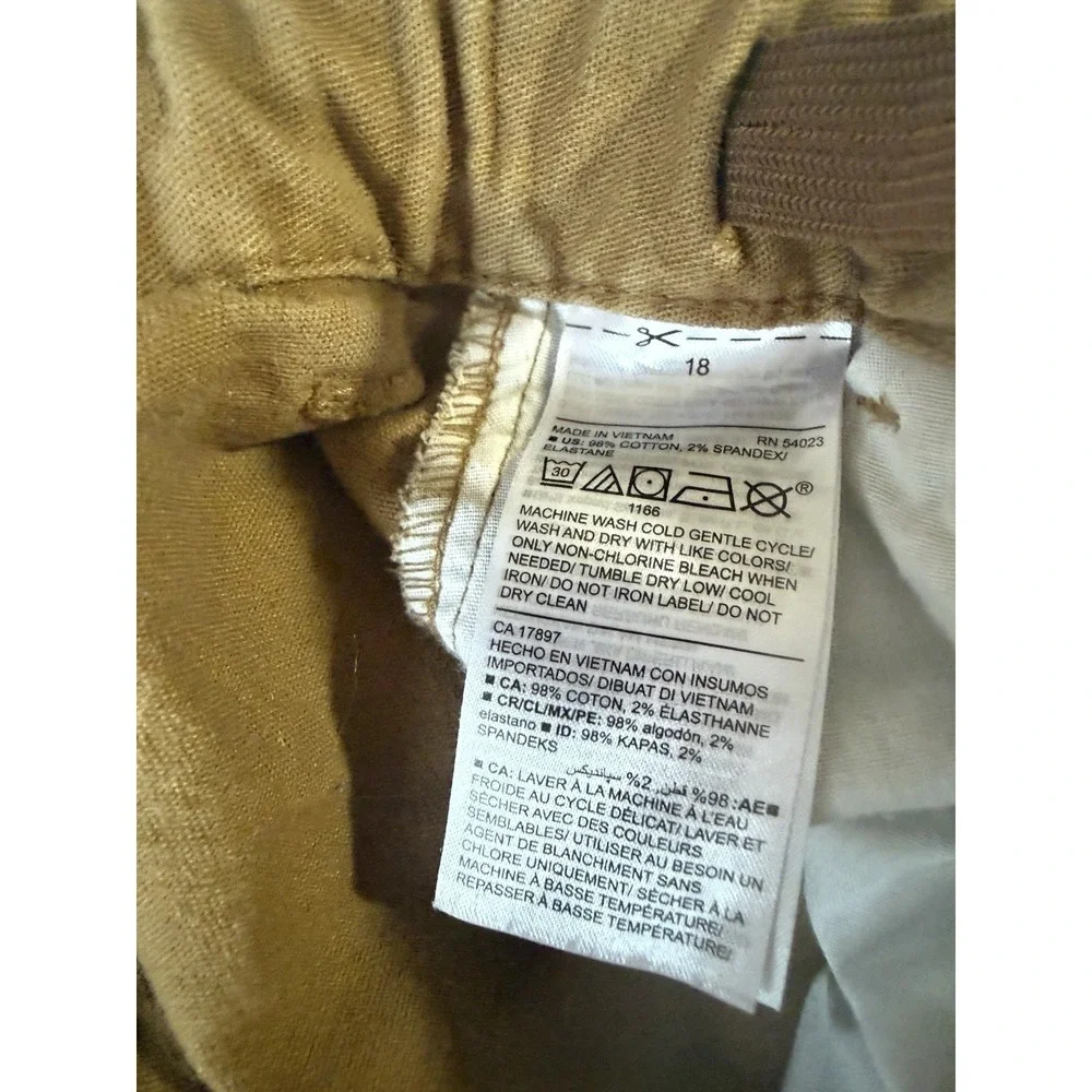 Old Navy Boys Brown Chino Shorts‎ 18 Cotton Adjustable Waist Pockets